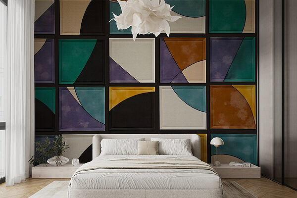 Pared con cuadrados de diferentes colores Fotomurales Pared con cuadrados de diferentes colores