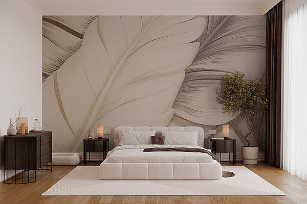 Fotomurales Suaves y delicados motivos de plumas entrelazadas
