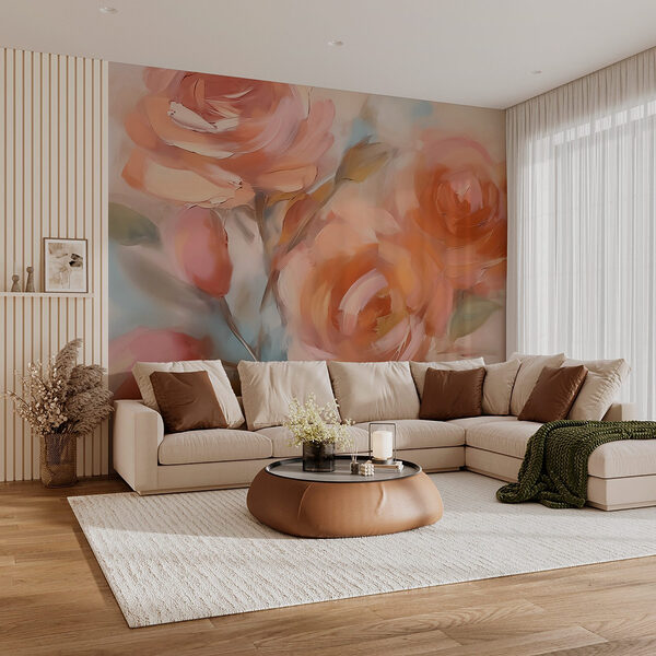 Pintura de flores sobre una superficie blanca Fotomurales Pintura de flores sobre una superficie blanca