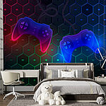 Fotomurales Mando de juego sobre fondo hexagonal
