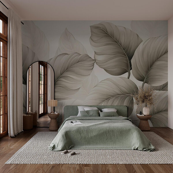 Fotomurales Hojas suaves y curvadas en tonos suaves
