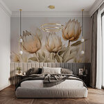 Fotomurales Elegantes flores en tonos suaves