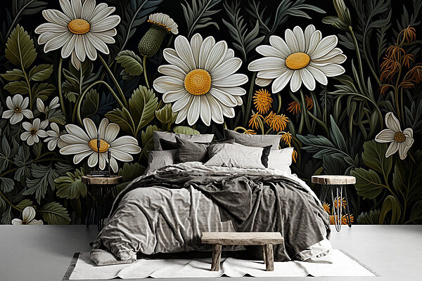 Pintura de flores y hojas Fotomurales Pintura de flores y hojas