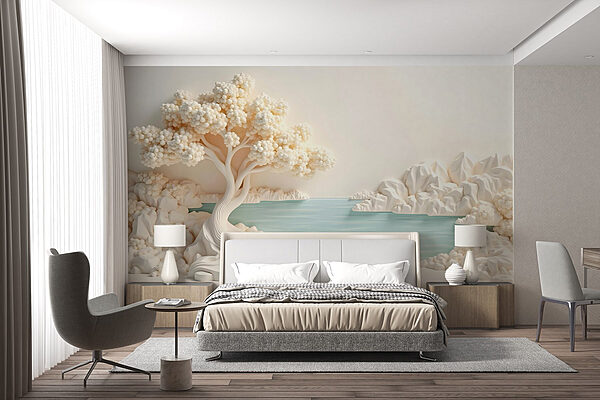 Árbol blanco y agua Fotomurales Árbol blanco y agua
