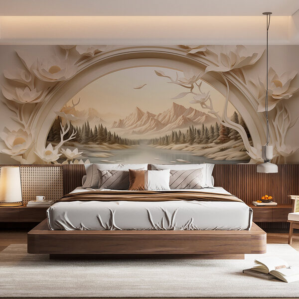 Papel pintado con un río y árboles Fotomurales Papel pintado con un río y árboles