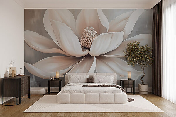 Flor blanca con pétalos Fotomurales Flor blanca con pétalos