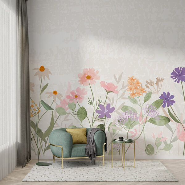Fotomurales Fila de flores con hojas