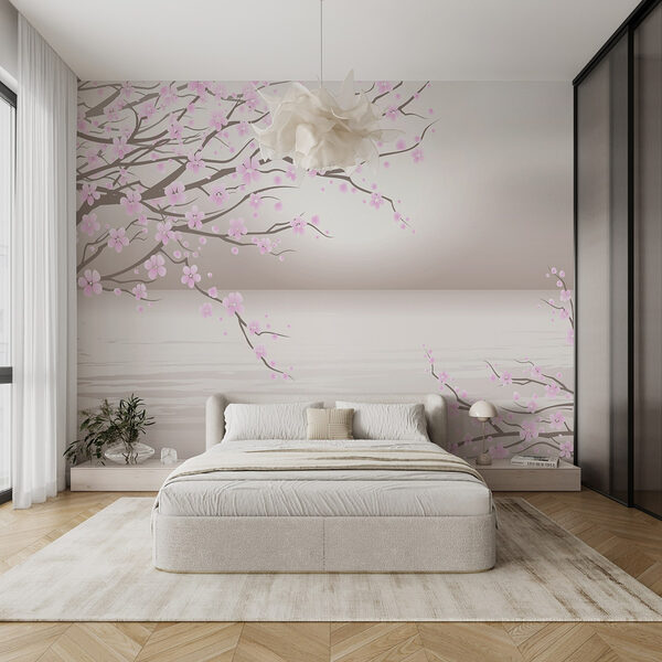 Árbol con flores rosas Fotomurales Árbol con flores rosas