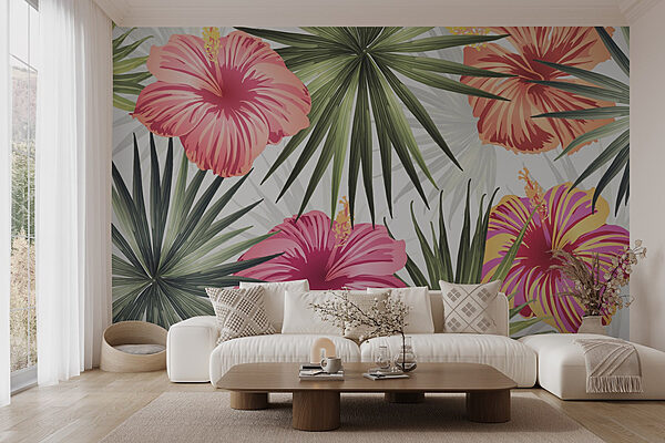 Fotomurales Fotomurales Las vibrantes flores tropicales rebosan color (SKU: w03105)