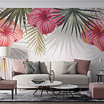 Fotomurales Grupo de flores rosas y hojas verdes