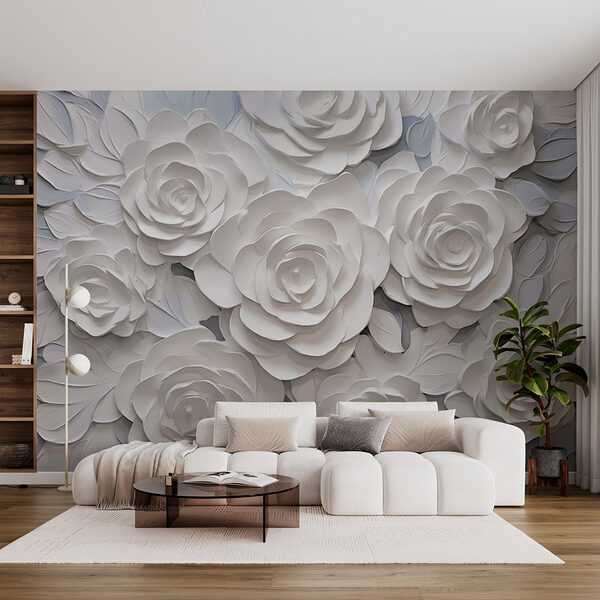 Fotomurales Fotomurales Grupo de flores blancas de papel (SKU: w03070)