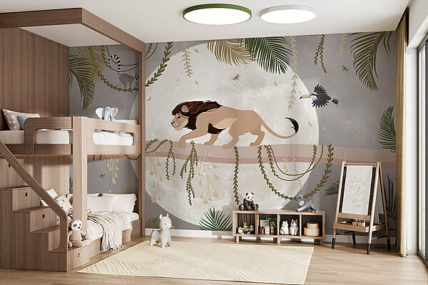 Fotomurales León en la rama de un árbol