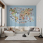 Fotomurales Mapa del mundo con animales