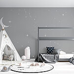 Fotomurales Cielo gris con estrellas y luna