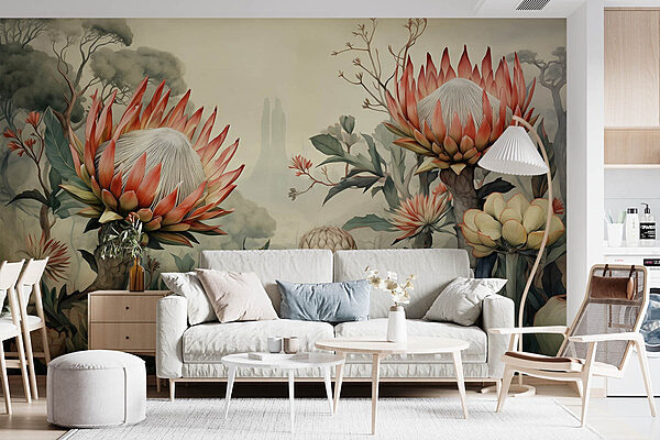 Fotomurales Pintura de flores y plantas