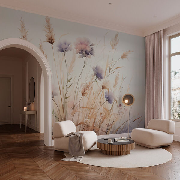 Fotomurales Pintura de flores y hierba