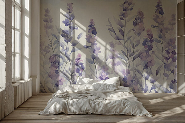 Pintura de flores moradas Fotomurales Pintura de flores moradas