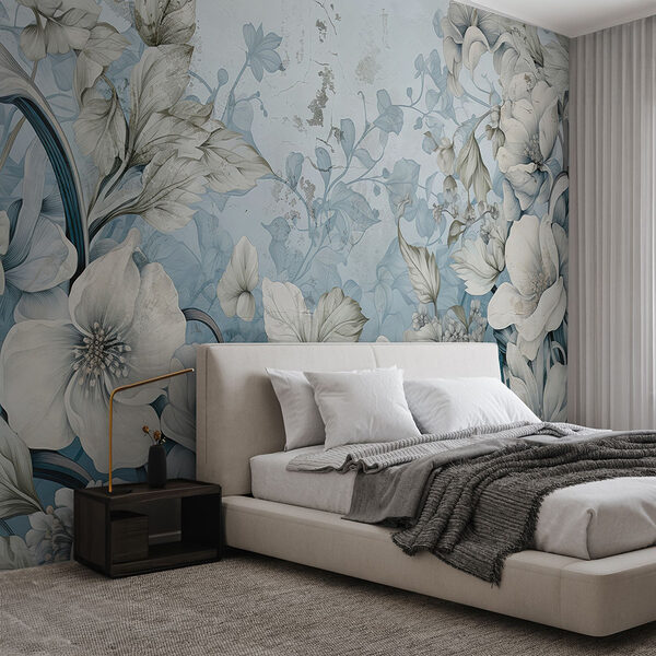 Papel pintado con flores y hojas Fotomurales Papel pintado con flores y hojas
