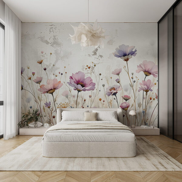 Pintura de flores en una pared Fotomurales Pintura de flores en una pared