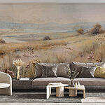 Fotomurales Pintura de un campo con flores