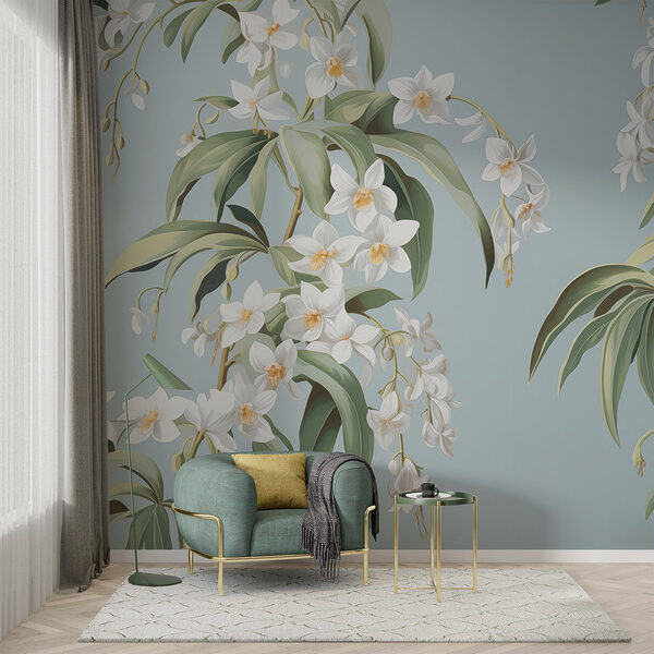 Papel pintado con flores blancas Fotomurales Papel pintado con flores blancas