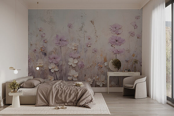 Pintura de flores en una pared Fotomurales Pintura de flores en una pared