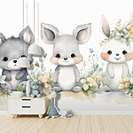 Fotomurales Grupo de animales con flores