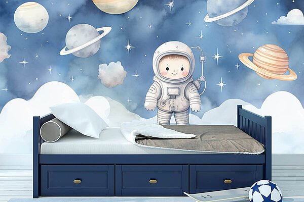 Dibujo animado de un niño en el espacio Fotomurales Dibujo animado de un niño en el espacio
