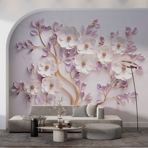 Árbol con flores y hojas Fotomurales Árbol con flores y hojas