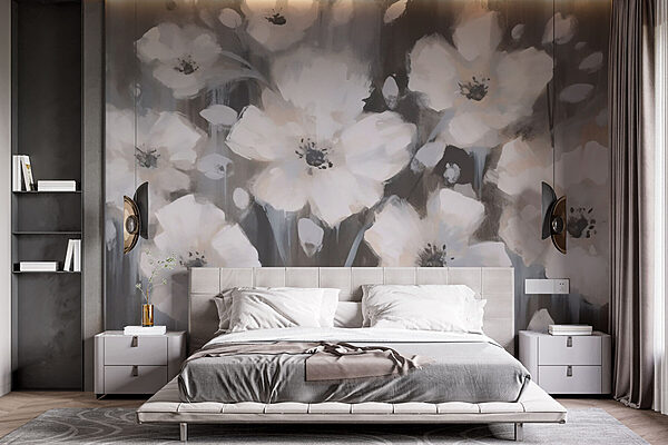 Pintura de flores blancas Fotomurales Pintura de flores blancas