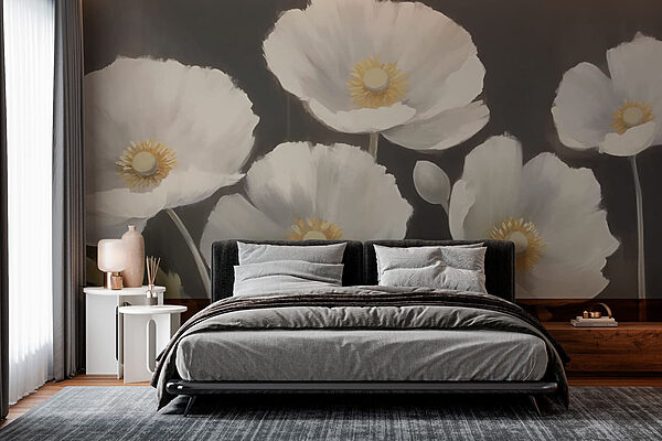 Pintura de flores blancas Fotomurales Pintura de flores blancas