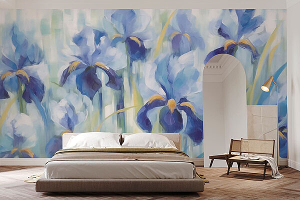 Pintura de flores azules Fotomurales Pintura de flores azules