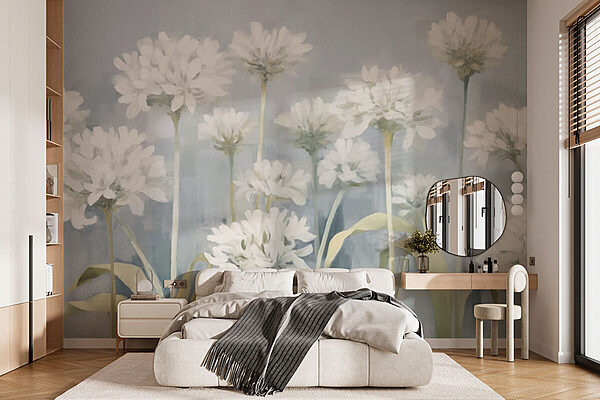 Pintura de flores blancas Fotomurales Pintura de flores blancas