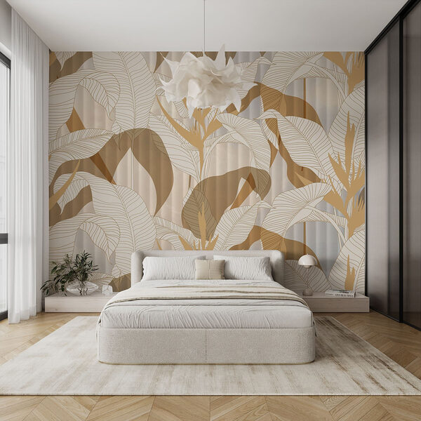 Papel pintado con hojas y flores Fotomurales Papel pintado con hojas y flores