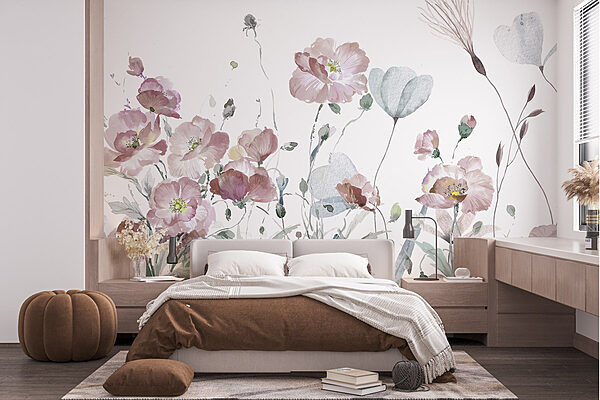 Pintura de flores rosas Fotomurales Pintura de flores rosas