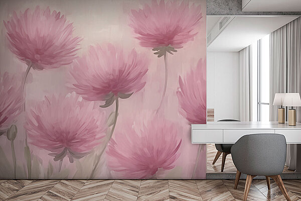 Pintura de flores rosas Fotomurales Pintura de flores rosas