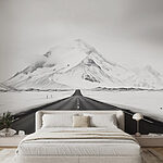 Fotomurales Carretera que conduce a una montaña nevada