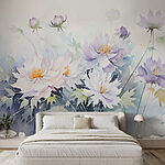 Fotomurales Pintura de flores sobre fondo blanco