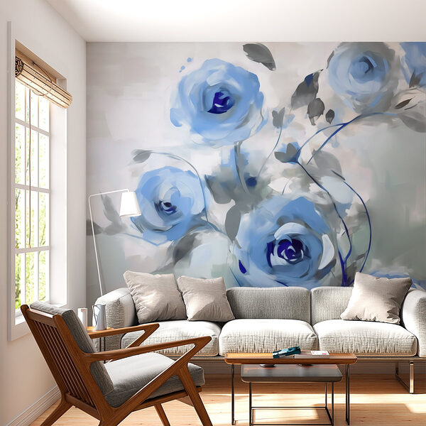 Pintura de flores azules Fotomurales Pintura de flores azules
