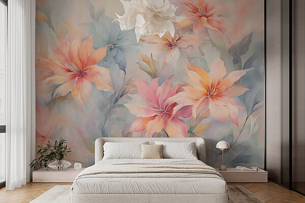 Pintura de flores sobre una superficie Fotomurales Pintura de flores sobre una superficie