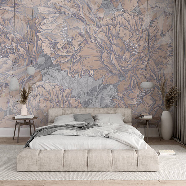 Elegancia floral en tonos suaves Fotomurales Elegancia floral en tonos suaves