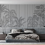 Fotomurales Fondo gris y blanco con palmeras