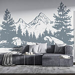 Fotomurales Cordillera con árboles y rocas