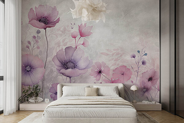 Pintura de flores sobre fondo blanco Fotomurales Pintura de flores sobre fondo blanco
