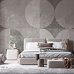 Fotomurales Fondo gris y blanco con círculos y flores