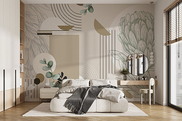 Papel pintado con una planta y hojas Fotomurales Papel pintado con una planta y hojas