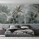 Fotomurales Papel pintado con palmeras y un balcón