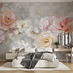 Fotomurales Pintura de flores sobre una superficie blanca