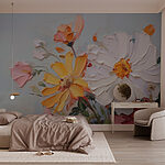 Fotomurales Pintura de flores sobre una superficie blanca
