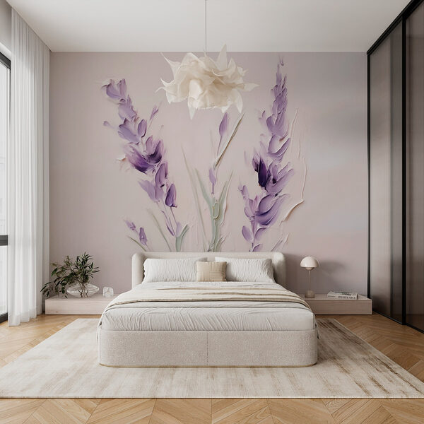 Pintura de flores moradas Fotomurales Pintura de flores moradas